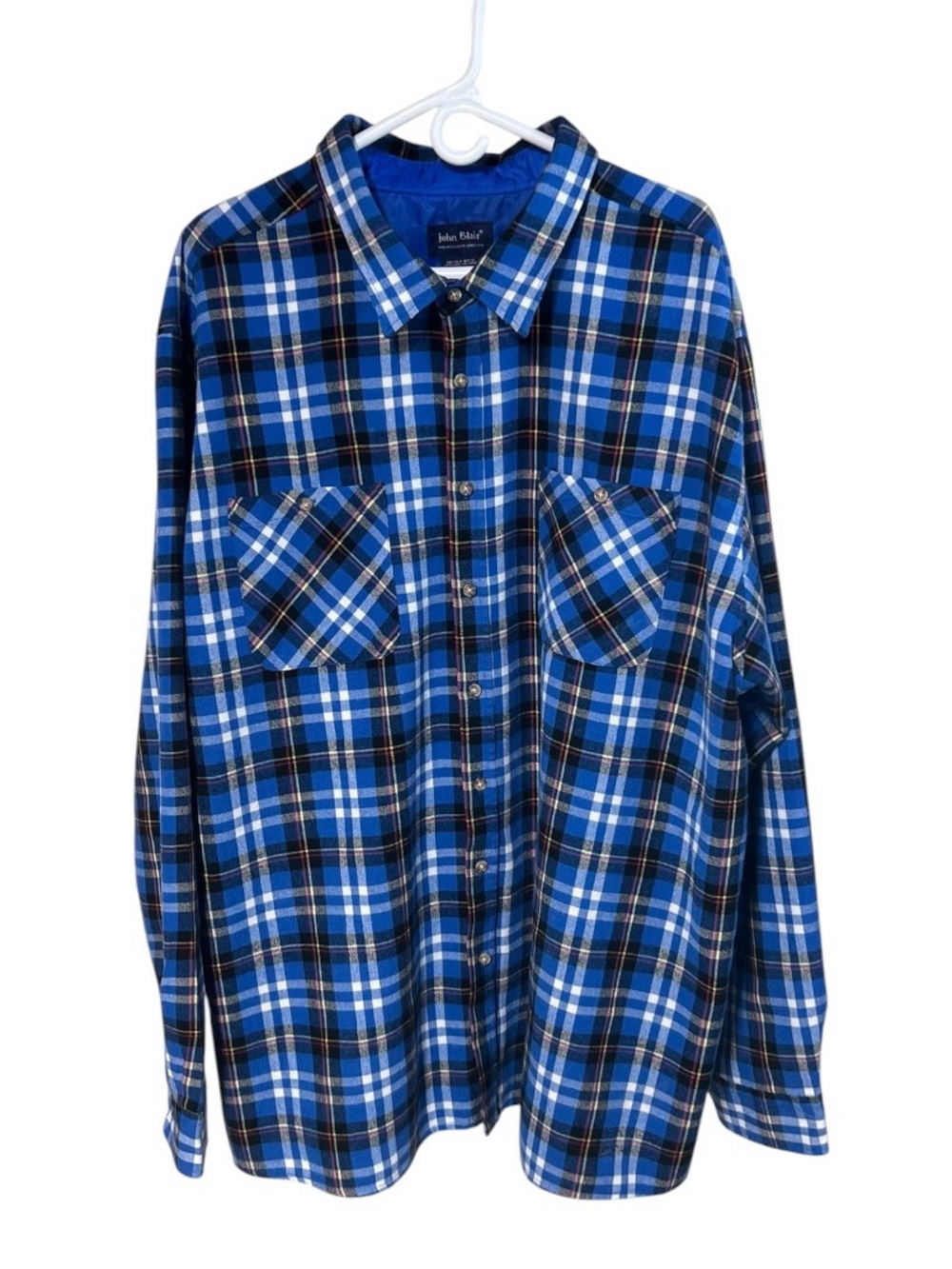 Vintage John Blair Men’s 3XL Blue Plaid Flannel Button Down Shirt